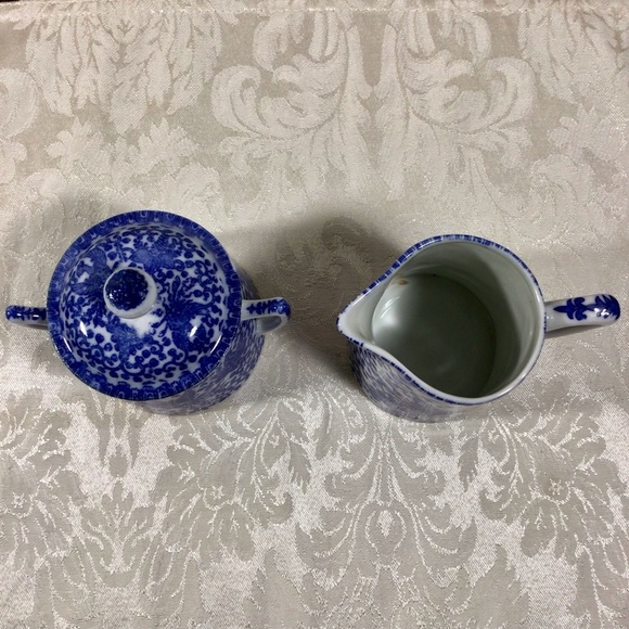 Vintage Nippon Asian Flying Phoenix Angled Handle Covered Sugar and Creamer Set - Picture 5 of 7